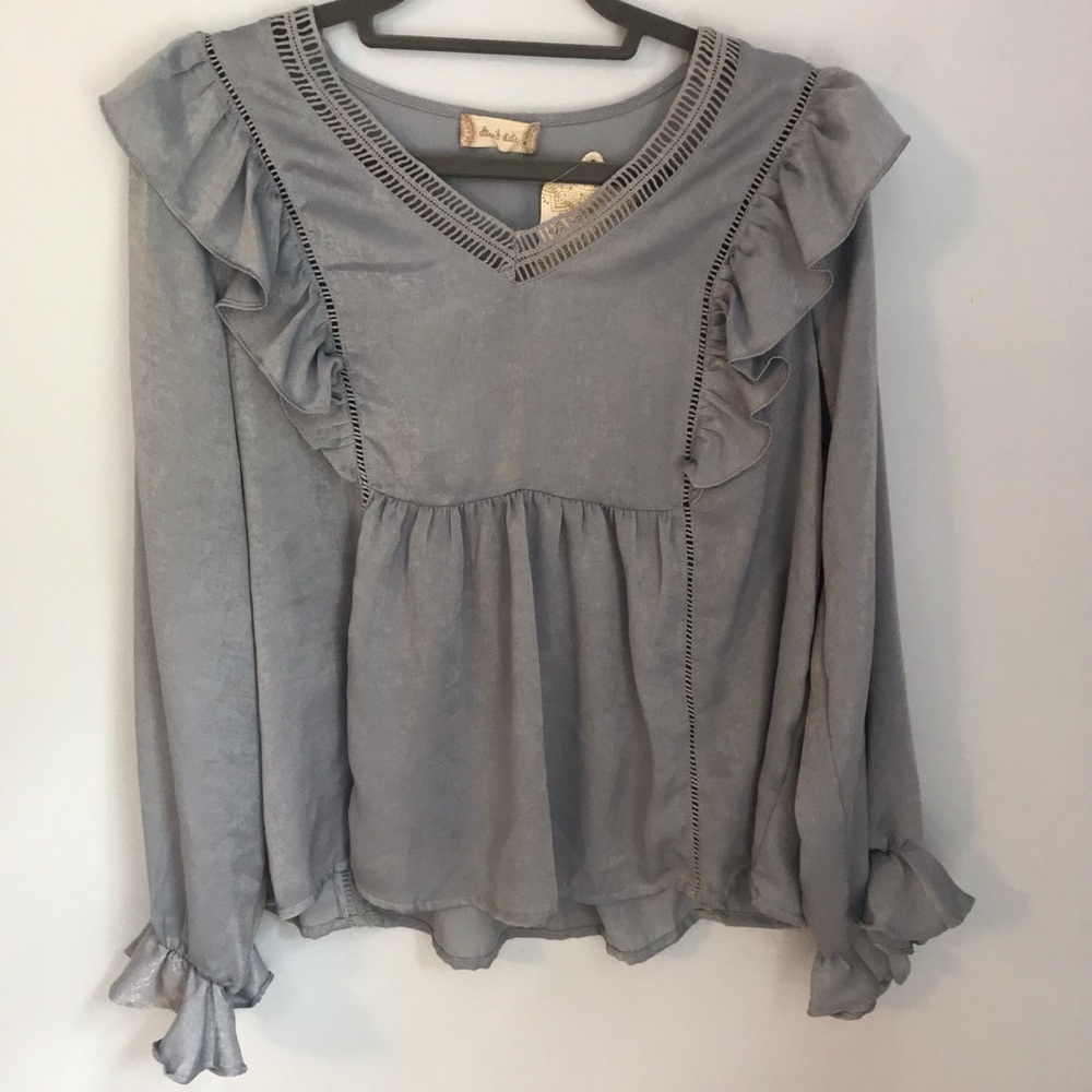 Altar’d state light blue frilly blouse